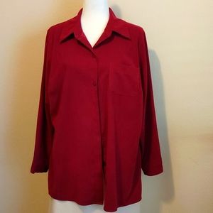 White Stag burgundy long sleeve moleskin blouse, size 16W